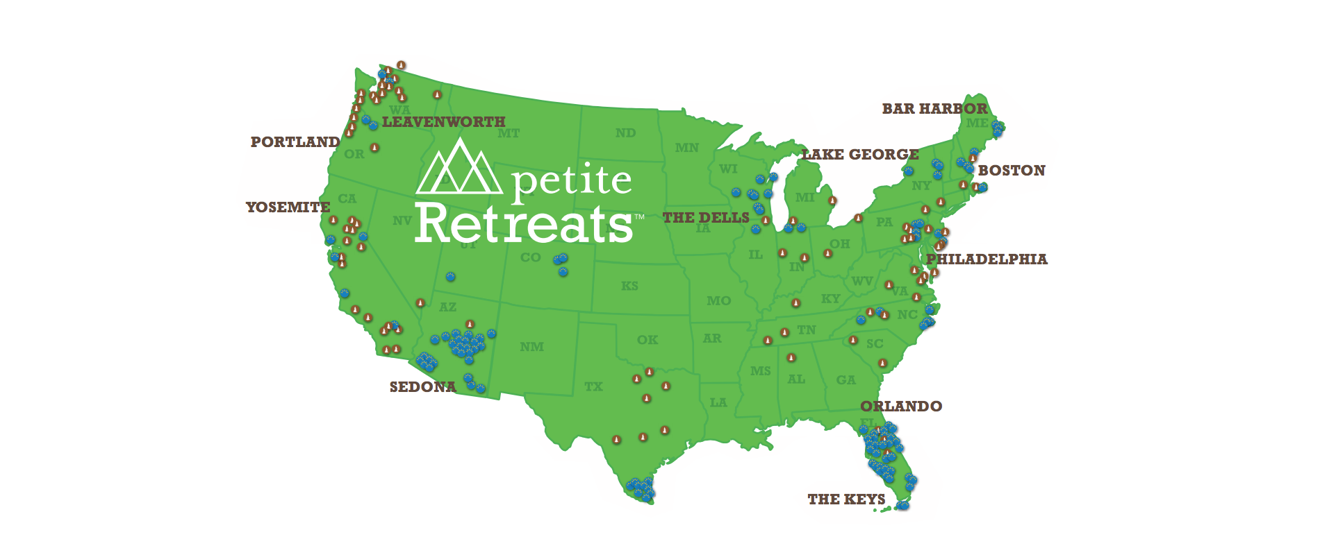  Petite Retreats Locations Map